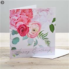 Happy Birthday Watercolour Flowers Card